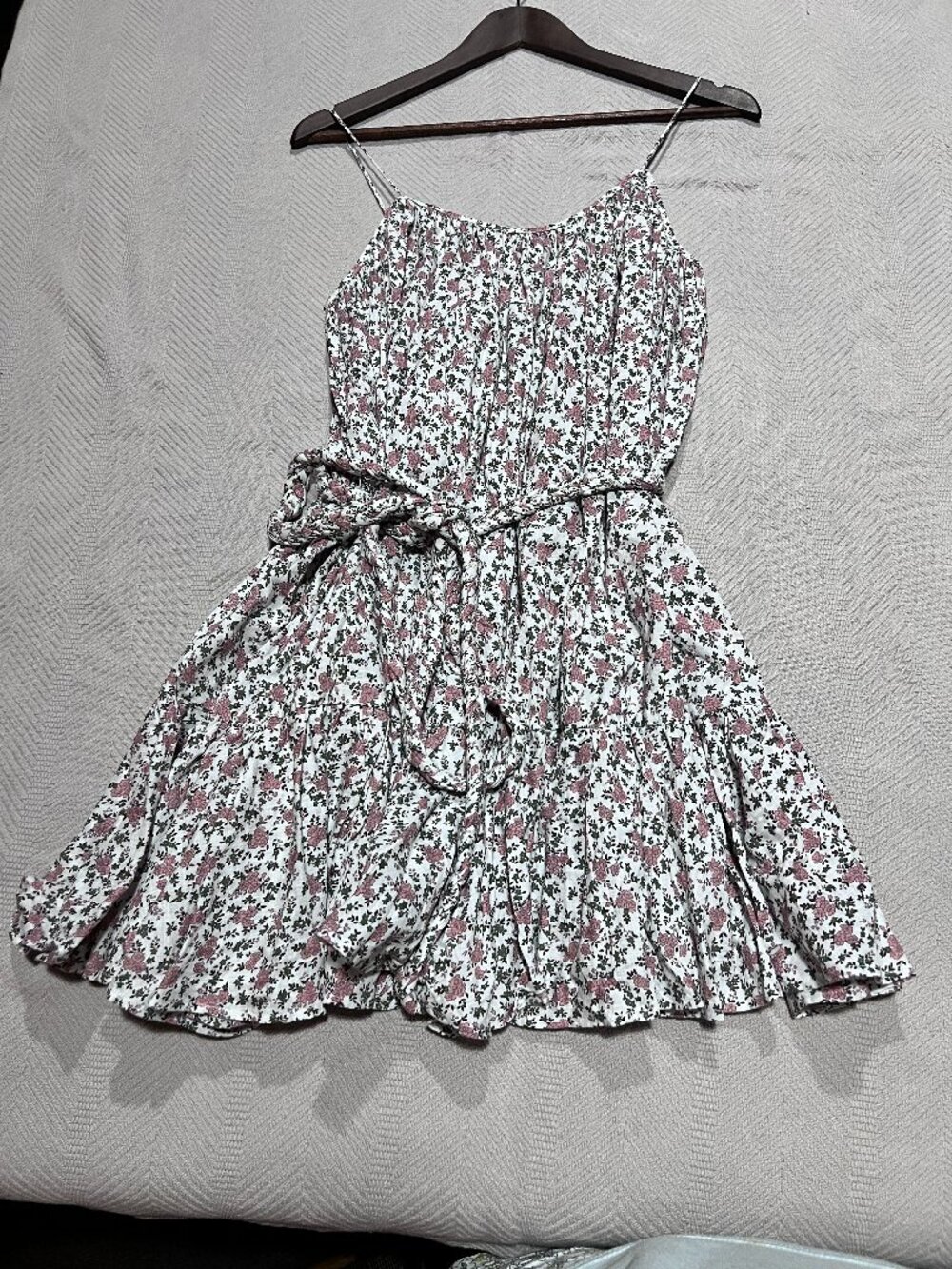 Aura Womens Floral Ditzy Babydoll Sundress Size S Mini Flounce Cottagecore Dress